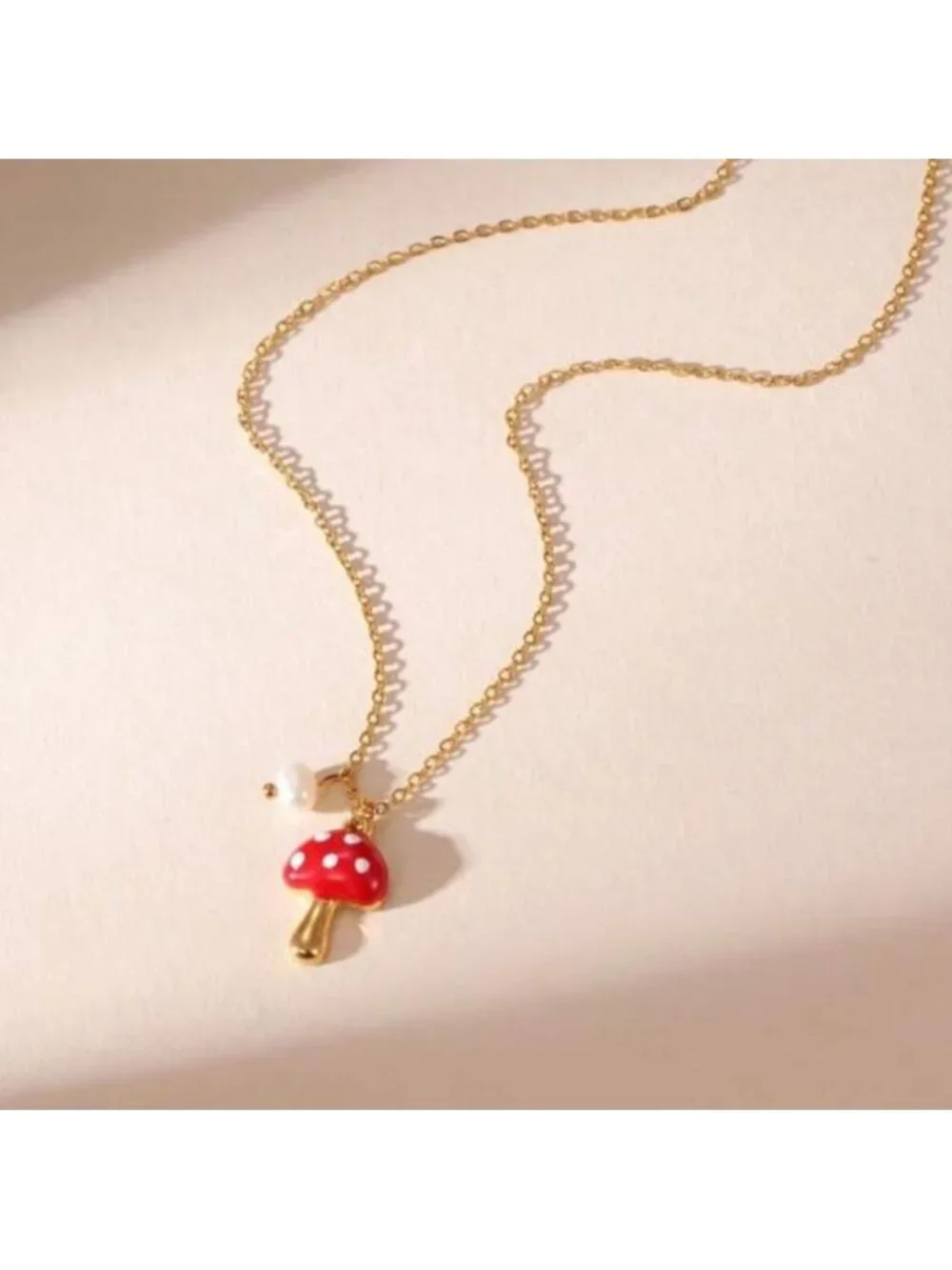 New! 18K Gold Plated Mushroom Charm Necklace (3017) NWOT